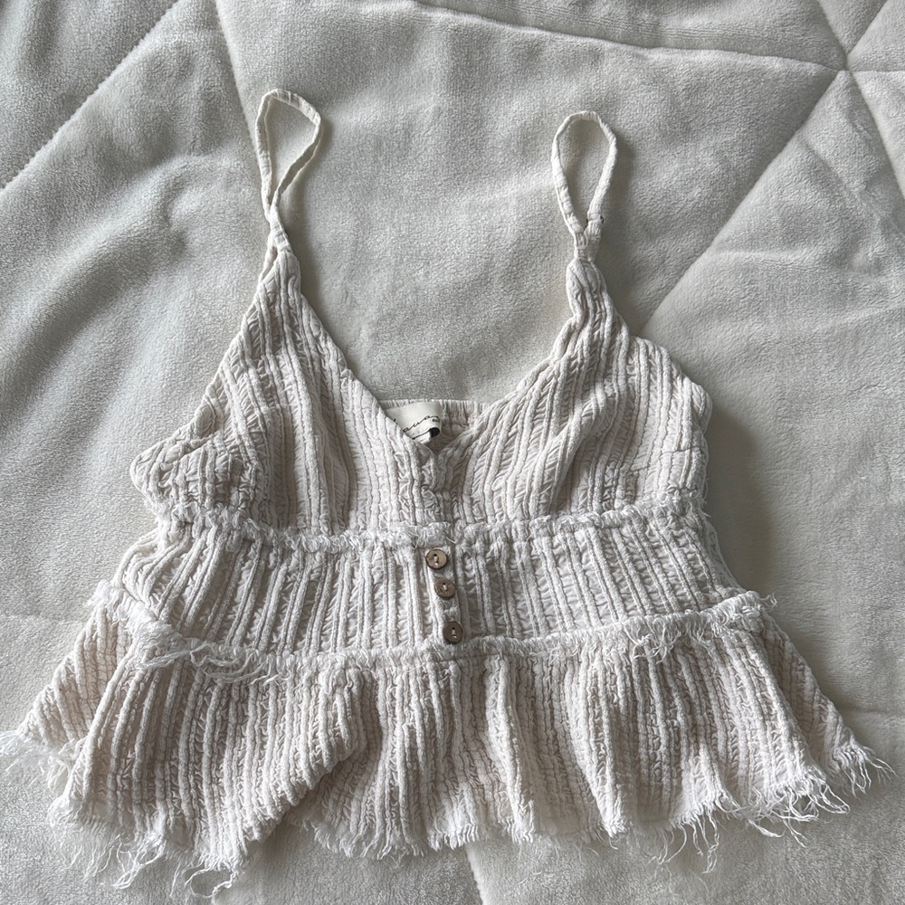 Vintage Havana Cream Textured Peplum Camisole